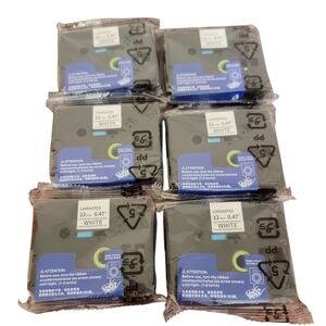 Laminated Tape 12mm‎ 0.47 white / Black compatible with brother New 231 Lot Of 6